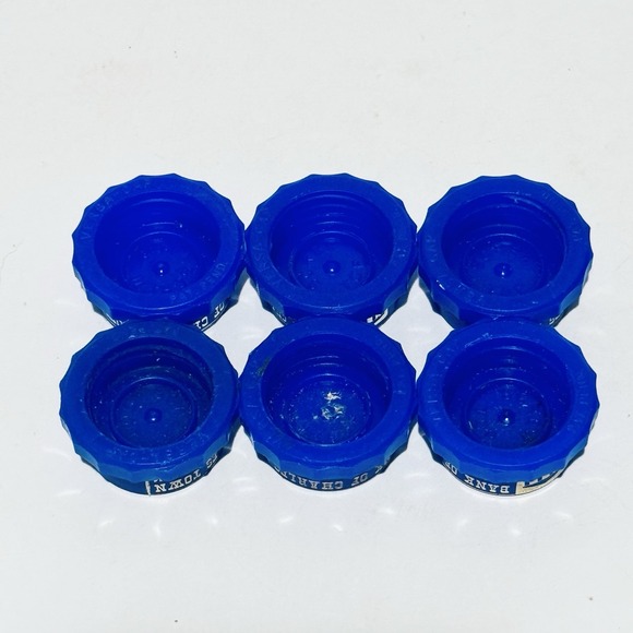 (6) 2-1 Versa Bottle Caps Snap On Screw On Lids Blue w Bank Branding - Picture 7 of 9